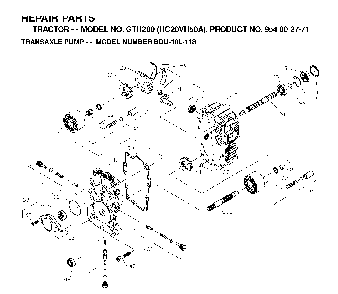Hydraulic Pump - Motor Diagram and Parts List for GTH200 (HC20VH50A, 954002771)(1996-04) Husqvarna Lawn Tractor
