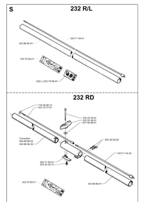 Shaft Diagram and Parts List for 232L 19980100001-20001400000 Husqvarna Edger