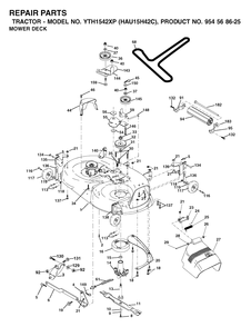 Mower Deck / Cutting Deck Diagram and Parts List for YTH1542XP (954568625-C)(2003-01) Husqvarna Lawn Tractor