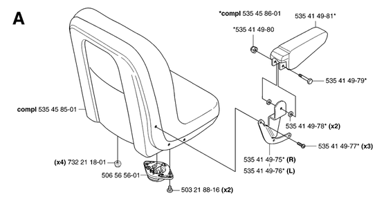 Seat Diagram and Parts List for PF21AWD (965095101)(2007-03) Husqvarna Lawn Tractor