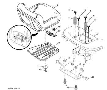 Seat Diagram and Parts List for TS238 (96041036900)(2014-09) Husqvarna Lawn Tractor