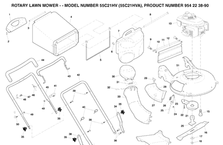 Repair Parts 2 Diagram and Parts List for 55C21HV (954223890)(2003-12) Husqvarna Lawn Mower