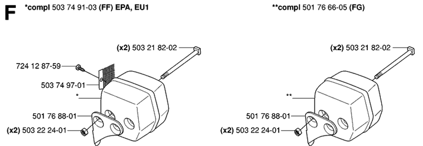 Muffler Diagram and Parts List for 55 (RANCHER)(20060600001-20070500000) Husqvarna Chainsaw