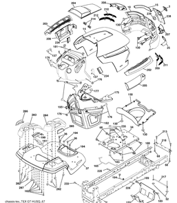 Chassis Diagram and Parts List for YTH2348 (960450022001)(2010-04) Husqvarna Lawn Mower