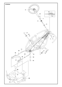 Steering Diagram and Parts List for R112C 2021 Husqvarna Lawn Tractor