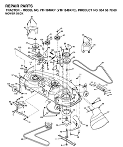 Mower Deck / Cutting Deck Diagram and Parts List for YTH1848XP (954567260)(2001-12) Husqvarna Lawn Tractor