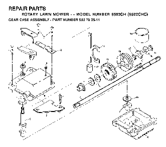 Gear Case Diagram and Parts List for 6522CHC (954222725, 532702511)(2001-11) Husqvarna Lawn Mower