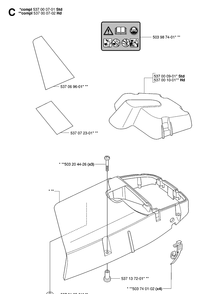 Cylinder Cover Diagram and Parts List for 390XP/ (XPGXPW)(20064100001-20101900001) Husqvarna Chainsaw
