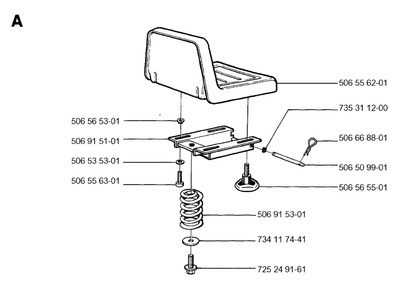 Seat Diagram and Parts List for R850 1996-01 Husqvarna Lawn Tractor