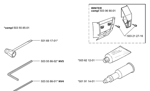 Accessories Diagram and Parts List for 362EPA 2001-10 Husqvarna Chainsaw