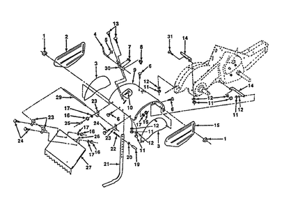 Tine Shield Diagram and Parts List for CRT50 (954000031-B)(1990-11) Husqvarna Tiller