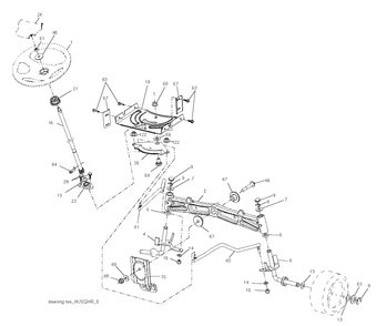 Steering Diagram and Parts List for YTH22V46 (96043016100)(2012-09) Husqvarna Lawn Tractor
