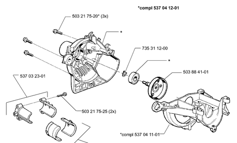 Crankcase Diagram and Parts List for 325E (X-SERIES)(1999-10) Husqvarna Edger