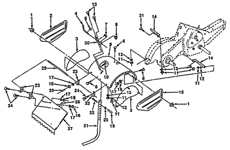 Tine Shield Diagram and Parts List for CRT50 (954000031-A)(1990-01) Husqvarna Tiller
