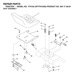 Seat Diagram and Parts List for YTH150 (954170024-G)(2001-01) Husqvarna Lawn Tractor