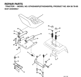 Seat Diagram and Parts List for GTH2548XP-GTH2548XPB 2003-05 Husqvarna Lawn Tractor