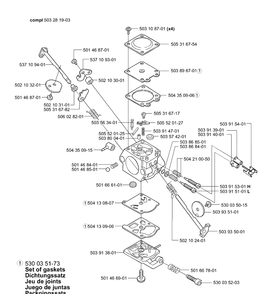 Carburetor Parts Diagram and Parts List for 335XPT 2001-05 Husqvarna Chainsaw
