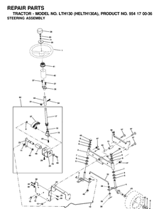 Steering Diagram and Parts List for LTH130 (HELTH130A)(2001-01) Husqvarna Lawn Tractor