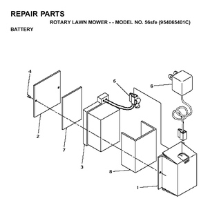 Battery Diagram and Parts List for 56SF (954066101)(1995-04) Husqvarna Lawn Mower