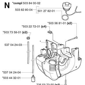 Crankcase Diagram and Parts List for 235R 20023500001-20060100000 Husqvarna Brush Cutter