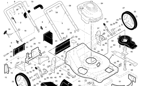 Handle And Deck Assembly Diagram and Parts List for 62522SH (96143000905)(2007-03) Husqvarna Lawn Mower