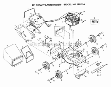 Page A Diagram and Parts List for 2N151A 1999 And Before Husqvarna Lawn Mower