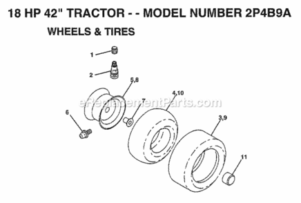 Page K Diagram and Parts List for 2P4B9A 1994 Husqvarna Lawn Tractor