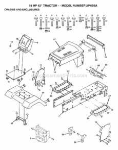 Page B Diagram and Parts List for 2P4B9A 1994 Husqvarna Lawn Tractor