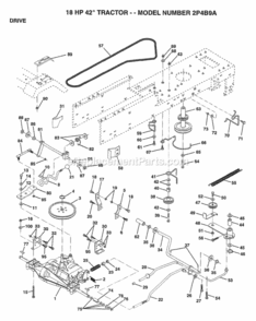 Page C Diagram and Parts List for 2P4B9A 1994 Husqvarna Lawn Tractor