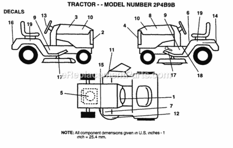 Page B Diagram and Parts List for 2P4B9B 1995 Husqvarna Lawn Tractor