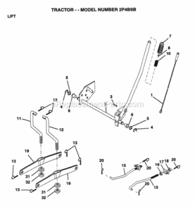 Page F Diagram and Parts List for 2P4B9B 1995 Husqvarna Lawn Tractor