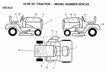 Page C Diagram and Parts List for 2P4C3A 1993 Husqvarna Lawn Tractor