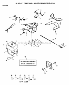 Page F Diagram and Parts List for 2P4C3A 1993 Husqvarna Lawn Tractor