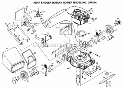 Page A Diagram and Parts List for 2P659A 1999 And Before Husqvarna Lawn Mower