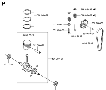 Piston And Crankshaft Diagram and Parts List for 324HDA55 (X-SERIES)(20053600001-Current) Husqvarna Hedge Trimmer