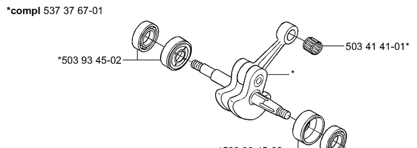 Crankshaft Diagram and Parts List for 338XPT 2004-08 Husqvarna Chainsaw