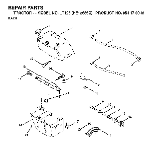 Dash Diagram and Parts List for LT125 (HE12536C, 954170001)(1998-03) Husqvarna Lawn Tractor