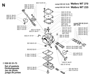 Carburetor Details Diagram and Parts List for 240RBD 19970500001-20004000000 Husqvarna Brush Cutter
