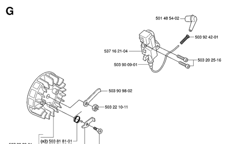 Ignition System Diagram and Parts List for 339XP 20063600001-20100600000 Husqvarna Chainsaw