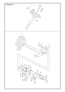 Hydraulics Diagram and Parts List for P524XREFI  Husqvarna Lawn Tractor