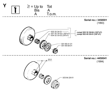 Service Updates Diagram and Parts List for 262XP 19981400001-19992300000 Husqvarna Chainsaw