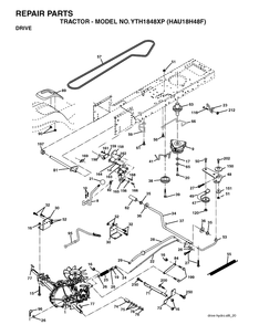Drive Diagram and Parts List for YTH1848XP (HAU18H48F)(2004-01) Husqvarna Lawn Tractor