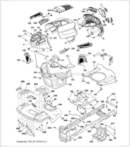 Chassis / Frame Diagram and Parts List for TS148XK  Husqvarna Lawn Tractor