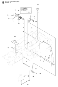 Mower Lift / Deck Lift Diagram and Parts List for R16CAWD (966830301)(2008-04) Husqvarna Lawn Tractor