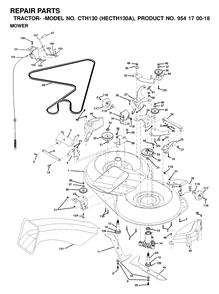 Mower Deck / Cutting Deck Diagram and Parts List for CTH130 (954170018-A)(2000-03) Husqvarna Lawn Tractor