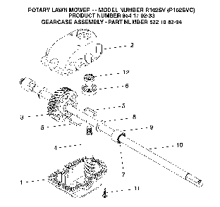 Gear Case Diagram and Parts List for R152SV (R152SVC, 954170233)(2004-10) Husqvarna Lawn Mower