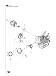 Piston And Crankshaft Diagram and Parts List for 598609801 2021-07 Husqvarna Engine