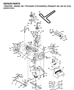 Mower Deck / Cutting Deck Diagram and Parts List for YTH1542XP (954567253)(2002-02) Husqvarna Lawn Tractor