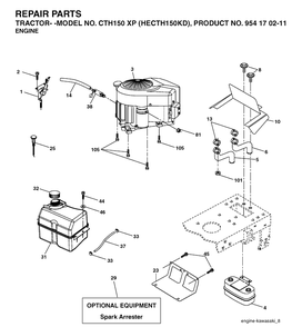 Engine Diagram and Parts List for CTH150XP (HECTH150KD)(2004-06) Husqvarna Lawn Tractor