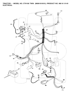 Electrical Diagram and Parts List for CTH150 (96061018101)(2008-07) Husqvarna Lawn Tractor